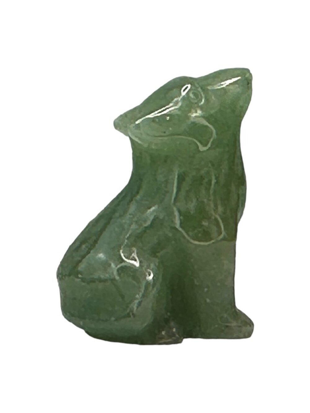 WolfSpirit Animal Carved Green Adventurine Crystal 1.3” Stone of Opportunity luc